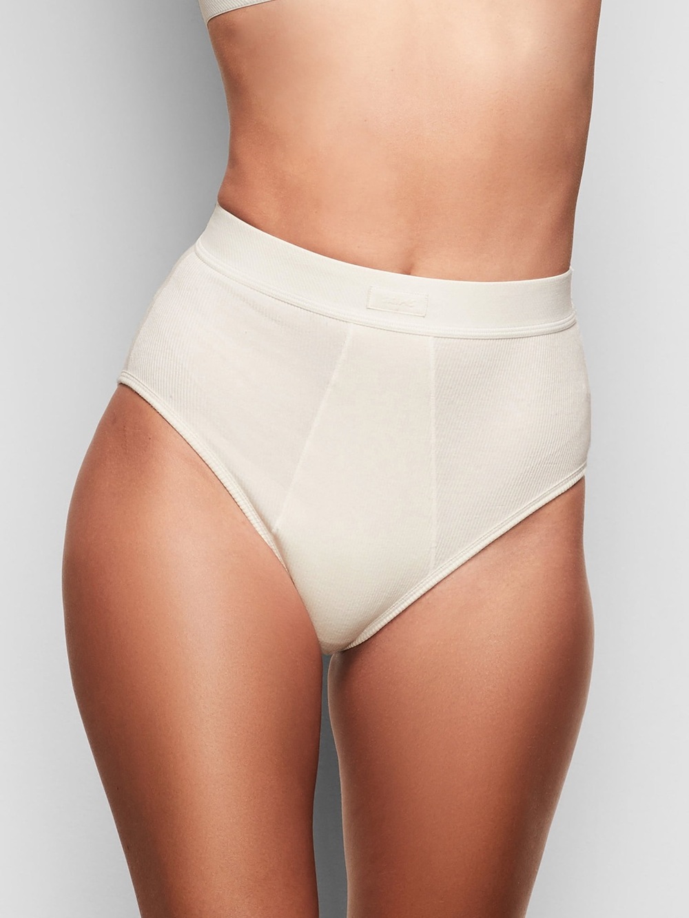 SKIMS Cotton Rib Brief High Rise Panty Bone Cream Ivory XL